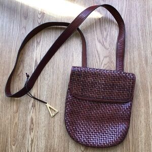 Sharif Brown Leather Crossbody Bag with Textured Design